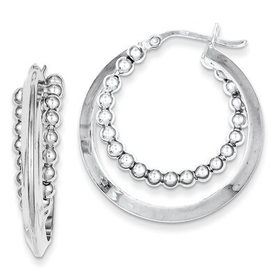 Intertwining Beaded Hoop Earring Sterling Silver Rhodium-plated QE8472, MPN: QE8472, 883957480336