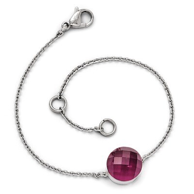 Polished Maroon Glass with 1 Inch Extension Bracelet - Stainless Steel SRB1602-7 by Chisel, MPN: SR…