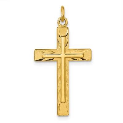 Polished and Satin Diamond-Cut Cross Pendant Sterling Silver Gold-Plated QC11116, MPN: QC11116,