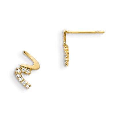 CZ Children&#39;s Post Earrings 14k Gold GK879