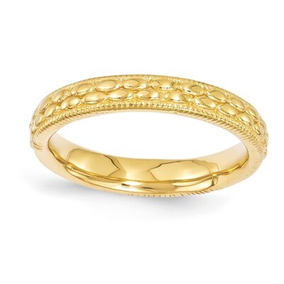 Gold-plated Patterned Ring - Sterling Silver QSK1567, MPN: QSK1567, 886774212081