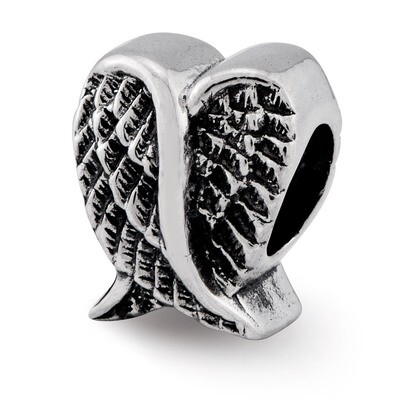 Heart Shaped Wings Bead - Sterling Silver QRS2379, MPN: QRS2379, 886774613598
