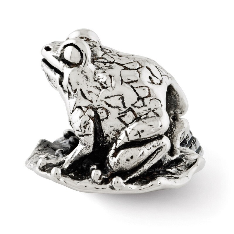 Frog on Lily Pad Bead - Sterling Silver QRS2987, MPN: QRS2987, 886774991276