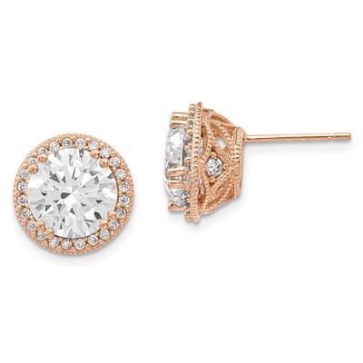 CZ Post Earrings 10k Rose Gold Polished 10YC392R, MPN: 10YC392R, 191101021978