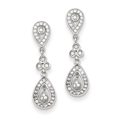 Pave Pear Dangle Post Earrings Sterling Silver Diamond QE9289, MPN: QE9289, 883957576800
