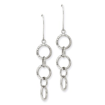 Diamond Cut Circle Dangle Earrings 14k White Gold TH543, MPN: TH543, 883957291895