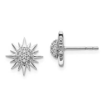 Fancy Sun Earrings 14k White Gold Diamond EM3920-020-WA, MPN: EM3920-020-WA, 191101921599