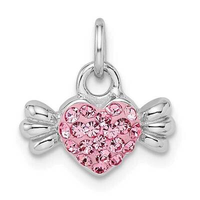Pink Preciosa Crystal Heart Candy Pendant Sterling Silver Rhodium-plated QP5676, MPN: QP5676,