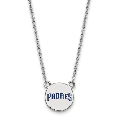 Rhodium Plat. MLB San Diego Padres Enameled Pendant with Necklace Sterling Silver SS029PAD-18, MPN:…