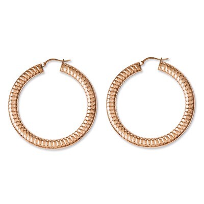 Pink IP-plated Textured Hollow Hoop Earrings - Stainless Steel SRE614 by Chisel, MPN: SRE614, 19110…