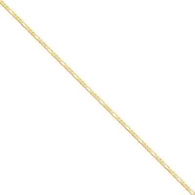 2.75mm Flat Figaro Chain 22 Inch 14k Gold FFL070-22, MPN: FFL070-22, 886774416281