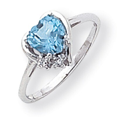 Polished .03ct. Diamond &amp; 6mm Heart Gemstone Ring Mounting 14k White Gold Y2234, MPN: Y2234,