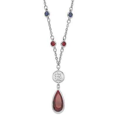 MLB St Louis Cardinals Crystal Drop with 3 ext Necklace Silver-tone CRD065N-CR, MPN: CRD065N-CR, 63…
