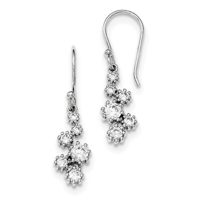 CZ Diamond Post Dangle Earrings Sterling Silver Rhodium-plated QE12315, MPN: QE12315, 883957567044