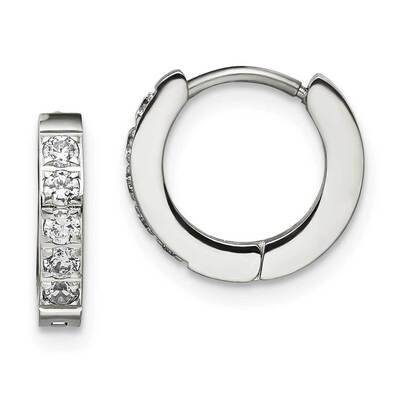Cz 2.5mm Hinged Hoop Earrings Stainless Steel Polished SRE1532, MPN: SRE1532, 191101867057