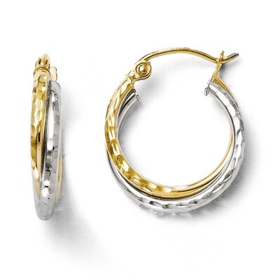 Leslie&#39;s Diamond-cut Hinged Hoop Earrings - 10k Gold Two-Tone HB-TA54, MPN: TA54, 886774569833