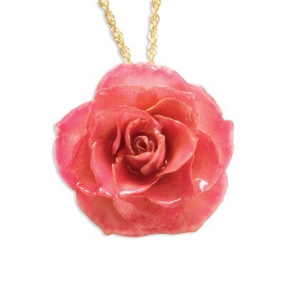 Pink Rose with Gold-plated Chain Lacquer Dipped BF1329-20, MPN: BF1329-20, 810391015091