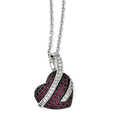 Heart Necklace Sterling Silver &amp; Cubic Zirconia Polished QMP1114-18, MPN: QMP1114-18, 191101471711
