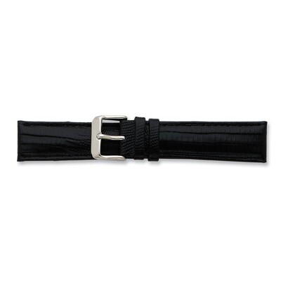 22mm Black Teju Lizzard Grain Leather Watch Band 7.5 Inch Silver-tone Buckle BAW200-22, MPN: BAW200…