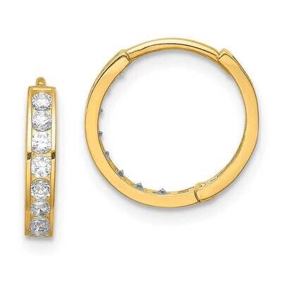 Hinged Hoop Earrings 14k Gold CZ Diamond YE1841, MPN: YE1841, 886774073422