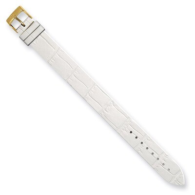 Moog White Alligator Texture Matte Finish Calf Leather Watch Band - Gold-plated, MPN: MC-25G,