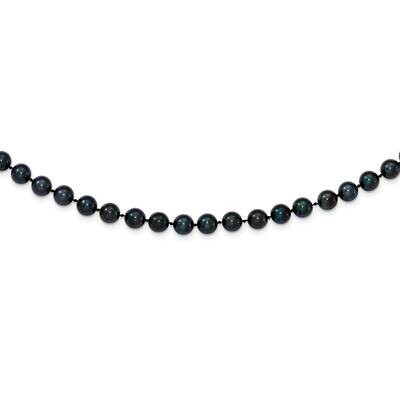 6-7mm Round Black Saltwater Akoya Cultured Pearl Bracelet 14k White Gold PLB60-20, MPN: PLB60-20, 8…