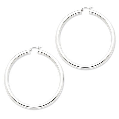 5mm Polished Hoop Earrings Sterling Silver Rhodium-plated QE4412, MPN: QE4412, 883957930329