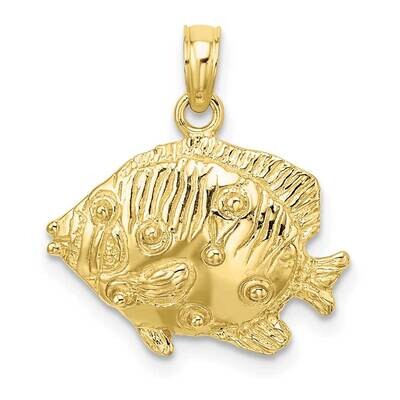 2-D Polished Engraved Fish Charm 10k Gold 10K7423, MPN: 10K7423,