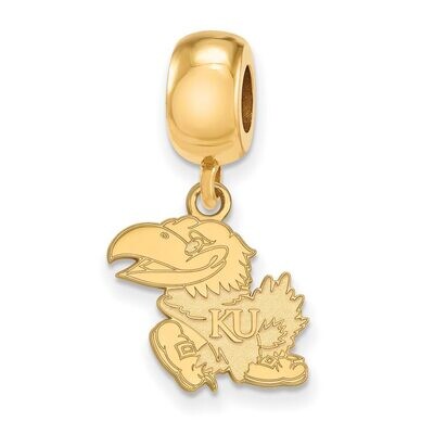 University of Kansas Bead Charm Small Dangle Gold-plated Silver GP032UKS, MPN: GP032UKS, 8867749353…