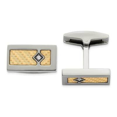 Polished Textured Diamond Cufflinks 18k Gold Stainless Steel SRC359, MPN: SRC359, 886774622385