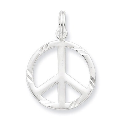 Peace Symbol Charm Diamond-cut Sterling Silver QP1828, MPN: QP1828, 883957571980