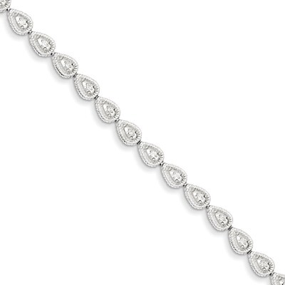 Teardrop Link Bracelet Sterling Silver Rhodium-plated Diamond QDX1040, MPN: QDX1040, 883957398242