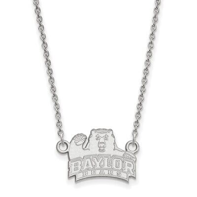 Baylor University Small Pendant with Chain Necklace 14k White Gold 4W013BU-18, MPN: 4W013BU-18, 886…