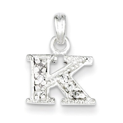 Initial K Pendant Sterling Silver Diamond QC6717K, MPN: QC6717K, 883957536545