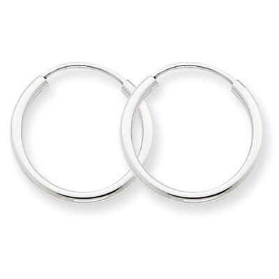 1.5mm Polished Endless Hoop Earrings 14k White Gold XY1182, MPN: XY1182, 883957299679