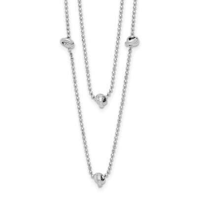 Polished Multi-Strand with 2 Inch Extension Necklace Sterling Silver Rhodium-Plated QG6003-16.75, M…