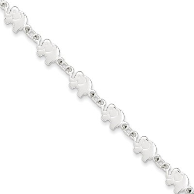 7.5 Inch Elephant Bracelet Sterling Silver Polished QA70-7.5, MPN: QA70-7.5, 883957572826