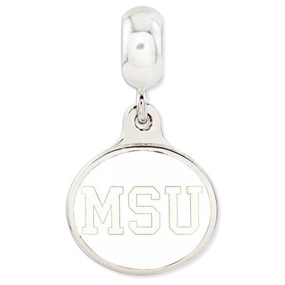 Michigan State University Collegiate Enameled Dangle Bead Sterling Silver QRS3091