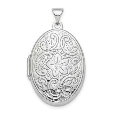 26mm Patterned Oval Locket Sterling Silver Rhodium-plated Polished QLS860, MPN: QLS860, 886774123325