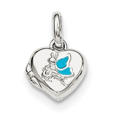 Blue Enamel Heart Locket Sterling Silver QC7936, MPN: QC7936, 191101471506