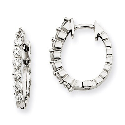 Diamond Hinged Hoop Earrings 14k White Gold XE1334VS, MPN: XE1334VS, 883957091051