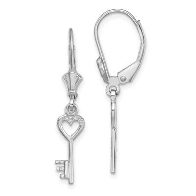 Heart Key Leverback Earrings 14k White Gold Polished TF1797W, MPN: TF1797W, 637218175642