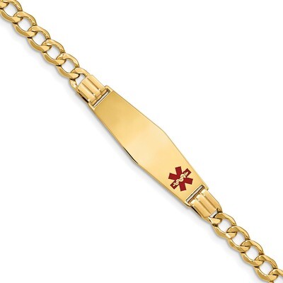 8 Inch Medical Soft Diamond Shape Red Enamel Curb Link 5.9mm ID Bracelet 14k Gold XM578FC-8, MPN: X…