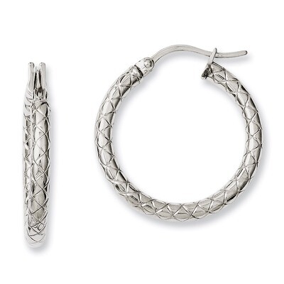 Small Textured Hollow Hoop Earrings - Stainless Steel SRE615 by Chisel, MPN: SRE615, 883957019888