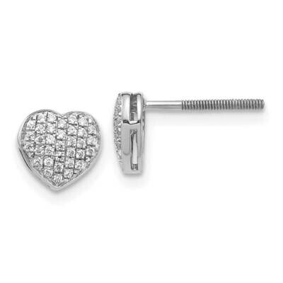 Heart Screw Back Post Earrings 14k White Gold Diamond EM5525-020-WA, MPN: EM5525-020-WA, 8839574645…