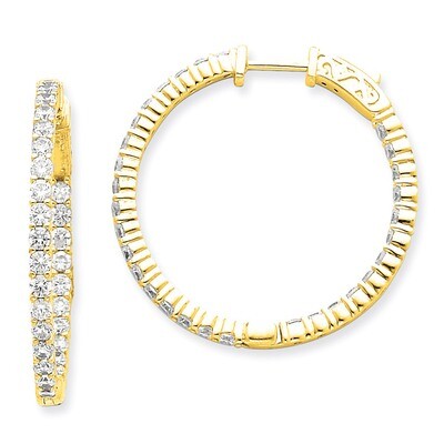 Diamond Round Hoop with Safety Clasp Earrings 14k Gold XE1995AA, MPN: XE1995AA, 191101380990