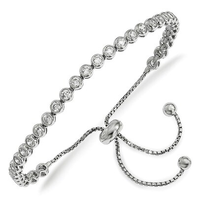 CZ Adjustable Bracelet Sterling Silver Rhodium-plated QG4177, MPN: QG4177, 883957980997