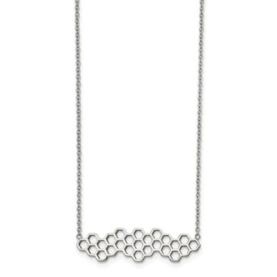 Honeycomb 17.75 Inch with 1.25 Inch Extension Necklace Stainless Steel Polished SRN2536-17.75 by Ch…