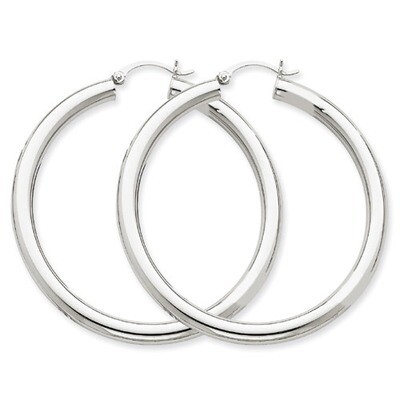 4mm x 50mm Tube Hoop Earrings 14k White Gold T863, MPN: T863, 883957287089