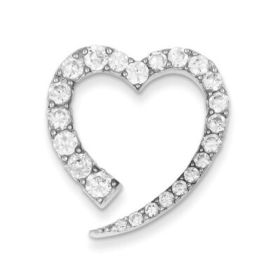 Sterling Silver &amp; Diamond Polished Heart Pendant QP2083